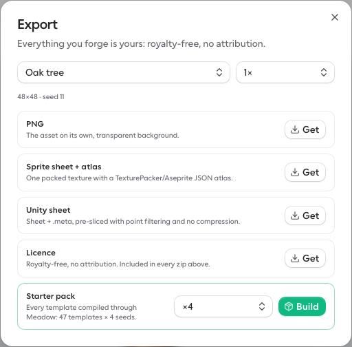 The export dialog with format options and scale
